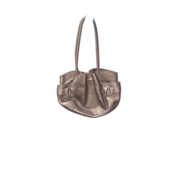 Cole Haan Leather Denney Shoulder Slouchy Hobo Bag Metallic Silver - Picture 11 of 12